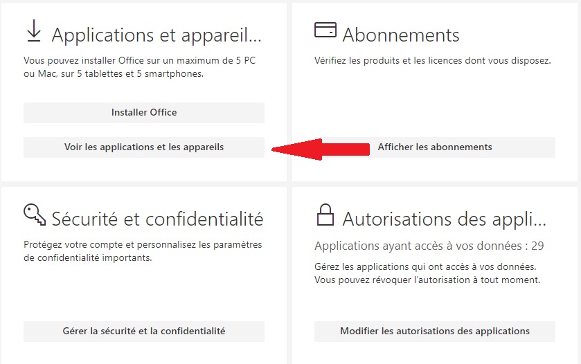 Voir les applications et les appareils